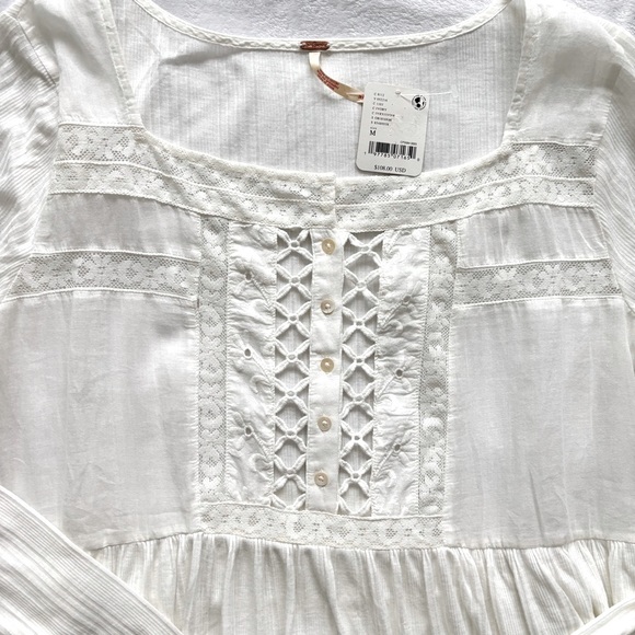 FREE PEOPLE Pretty Please Long Sleeve Embroidered Tunic--M - Picture 9 of 14